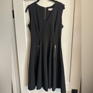 Calvin Klein Black Midi Dress with Zipper Accents